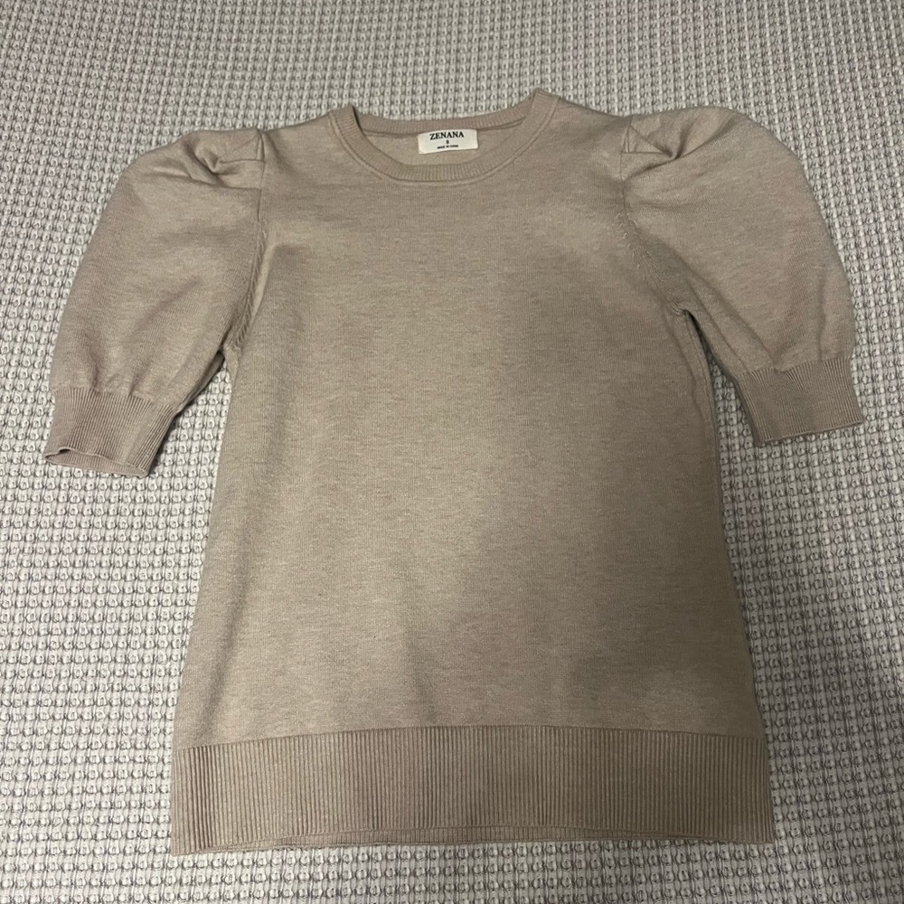 Puff Short Sleeve Sweater Top Size Small by Zenana